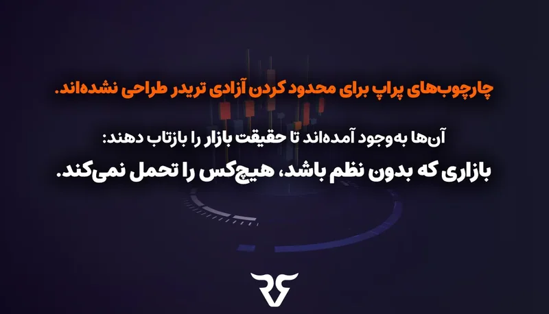 متن «چارچوب‌های پراپ برای محدود کردن آزادی تریدر طراحی نشده‌اند» روی زمینه تیره