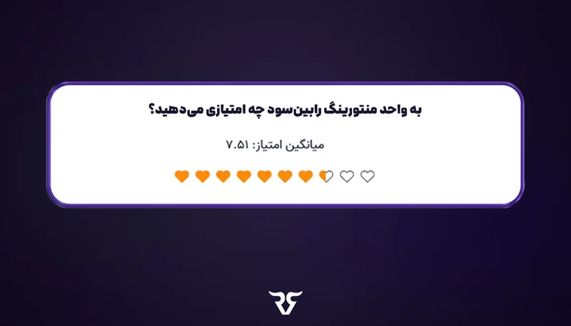 کارت نظرسنجی «به واحد منتورینگ رابینسود چه امتیازی میدهید؟» با میانگین ۷٫۵۱